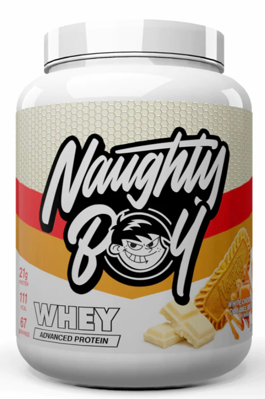 Naughty Boy whey white choc biscoff single serving (30g)