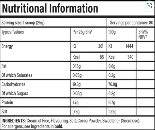 TBJP Cream of rice Chocolate fudge (25g)